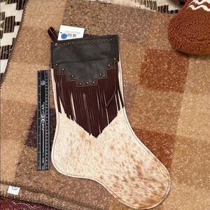 Brown and Cream Western Fringe Stocking